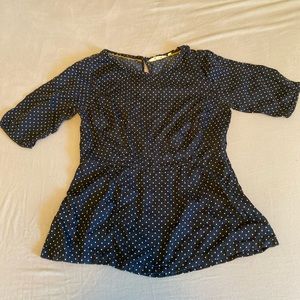 Navy polka dot peplum too